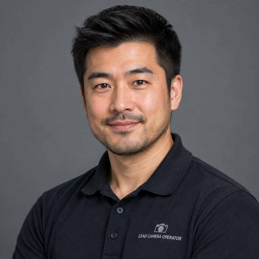 Studio portrait of a man lead camera operator